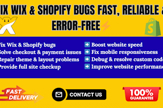 fix wix and shopify bugs errors speed issues and customization problems quickly
