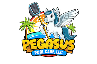 create graceful fantastic pegasus and pool service logo design