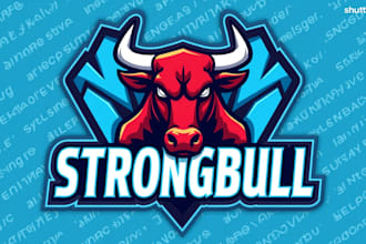 design unique strongbull mascot logo with unlimited revision