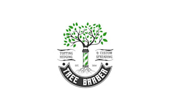 design monogram tree barber new logo