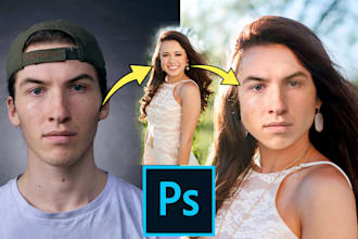 face swap, head swap, photoshop editing, retouching resizing
