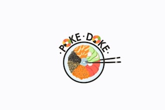 design greatest colorful poke shop logo