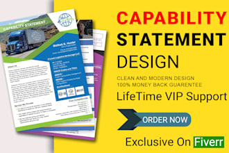 design professional, federal government capability statement, and business flyer