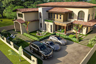 remodel 3d luxury villa mansion,garden landscape design,cgi exterior rendering