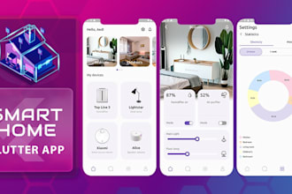 develop custom smart home, tuya, iot app, smart camera using flutter developer