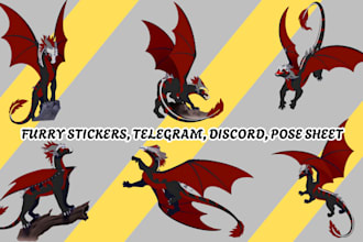 draw custom furry stickers, nsfw furry telegram discord pack crypto stickers set