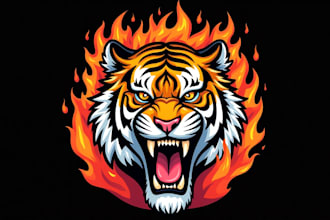 make eye catching angry tiger head mascot logo with express delivery