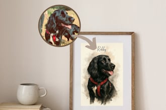 custom pet portrait watercolor
