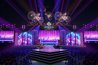 do 3d stage design, layout,3d lighting, stage planning and virtual staging