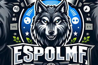 design premium esport wolf logo with t shirt design