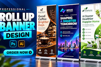 design roll up banner, retractable banner, billboard design, signage design