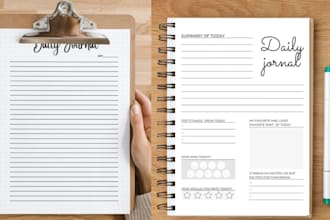 design an aesthetic printable journal for etsy, self care, gratitude, wellness