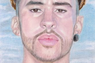 handdrawn portrait with colour