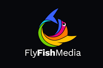 make super arty fly fishing logo for a media company