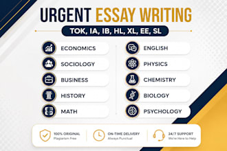 perfectly do ib math ia, business ia, history ia, chemistry ia, hl, sl and ee