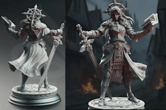 sculpt 3d dnd character model, 3d wargaming minis, 3d base model, tabletop minis