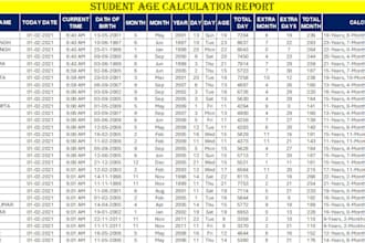 create age calculation sheet