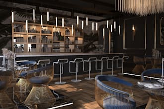 design modern interiors for restaurant, cafe, bar, bakery, and retail store