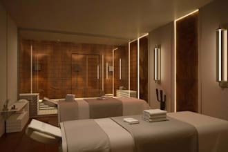 design 3d wellness center, spa, massage room, sauna and steam room rendering
