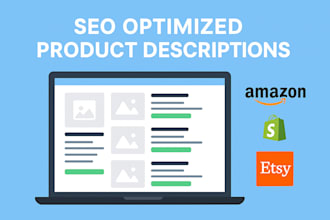 write SEO optimized product descriptions for amazon, shopify, etsy and many more