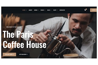 do coffee shop website coffee bar landing page black coffee restaurant website