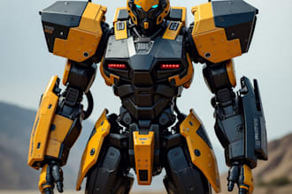 create futuristic mecha robots and pilots cyberpunk