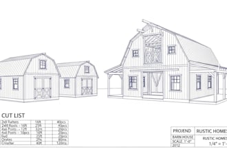 do framing drawing with cut list for your barn house and sheds
