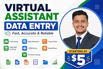 do fast data entry typing work job, copy paste, excel data entry, data scraping