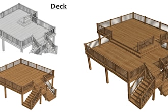 do 2d 3d wood sheds, pergola, carport, cabana, deck, patio plan