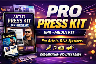 design a professional epk, media kit, press kit, one sheet, dj press kit