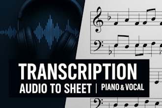transcribe music from audio to sheet music for piano, choir, or full score