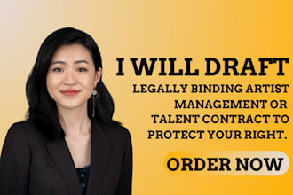 draft a legally binding artist management, talent contract to protect your right