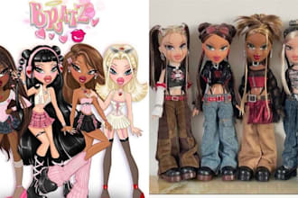draw custom bratz doll portrait fashion mascot labubu character album cover