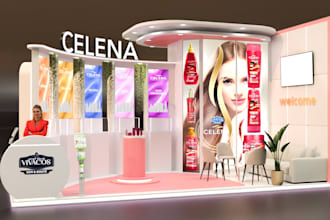 design a professional and modern exhibition stand, booth, or trade show display