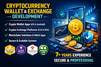 develop cryptocurrency wallet app, blockchain app and crypto exchange