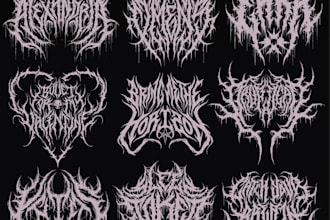 create an evil and sharp deathcore or thrash metal logo