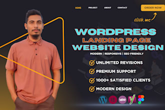 design a modern wordpress landing page or one page website