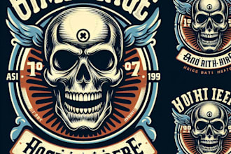make a vintage skull mascot logo custom t shirt design