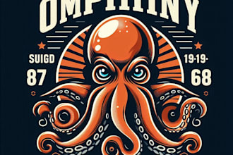 make a vintage octopus mascot logo t shirt design