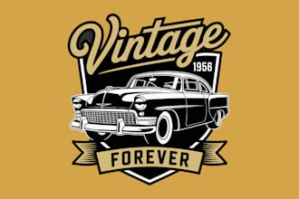 draw classic american car ilustration