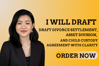 draft divorce settlement, asset division, child custody agreements with clarity