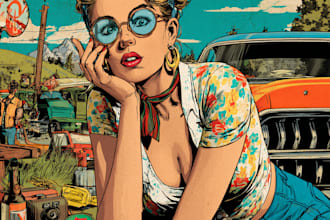 vintage cartoon art illustration in pop art style