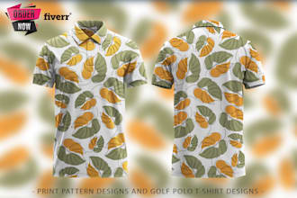 create print pattern golf polo t shirt design and mockup for you