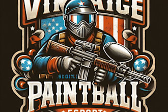 a vintage paintball mascot logo for your t shirt design