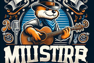make a vintage classic music store mascot logo t shirt design