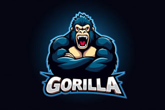 design realistic angry gorilla mascot logo in my style