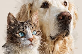 crear realistic digital pet portrait dog, cat, horse
