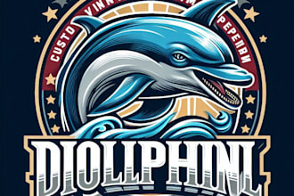 design high quality dolphin mascot logo with t shirt design