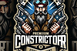 design high quality contractor mascot logo with t shirt design