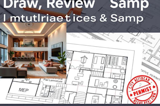 draw,review,stamp architectural 2d floor plan mep house plan city permit autocad